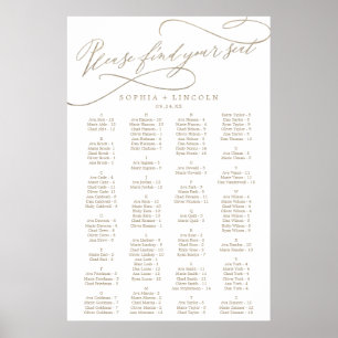 Romantic Gold Calligraphy Seating Chart Poster