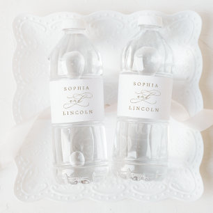 Romantic Gold Calligraphy Water Bottle Label Wasserflaschenetikett