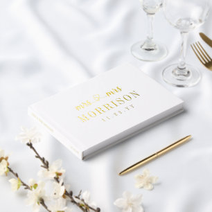 Romantic Gold Heart Script Mrs & Mrs. Wedding Gästebuch