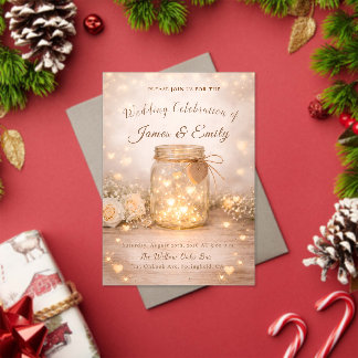 Romantic Golden Light Hearts Wedding Invite Acryleinladungen