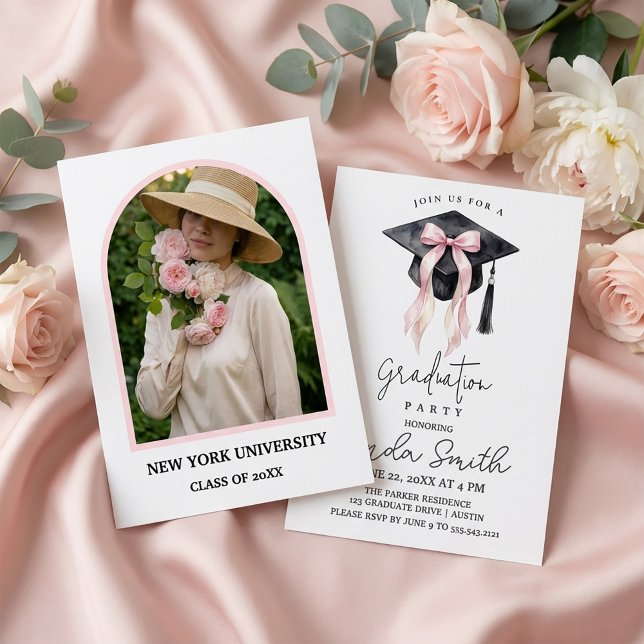 Romantic Graduation Party Invitation for Her Einladung (#GraduationInvitation #GraduationParty #GraduationMockup #FeminineDesign #RomanticInvitation #Floral)