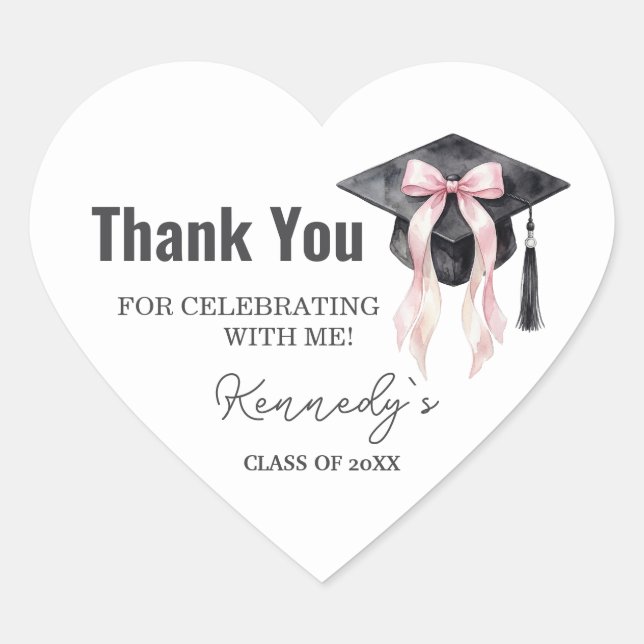 Romantic Graduation Sticker- Black Cap Herz-Aufkleber (Vorderseite)