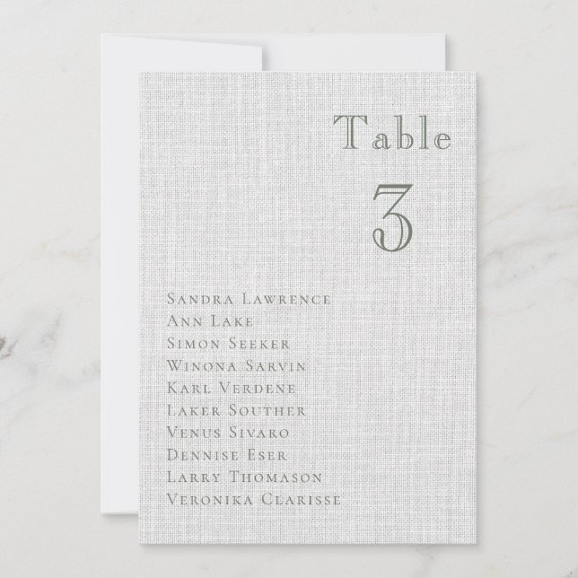Romantic green forest Wedding Table Seating Card Einladung (Vorderseite)