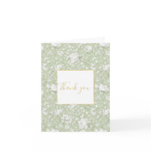 Romantic Green White Floral Thank You