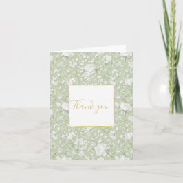 Romantic Green White Floral Thank You Dankeskarte
