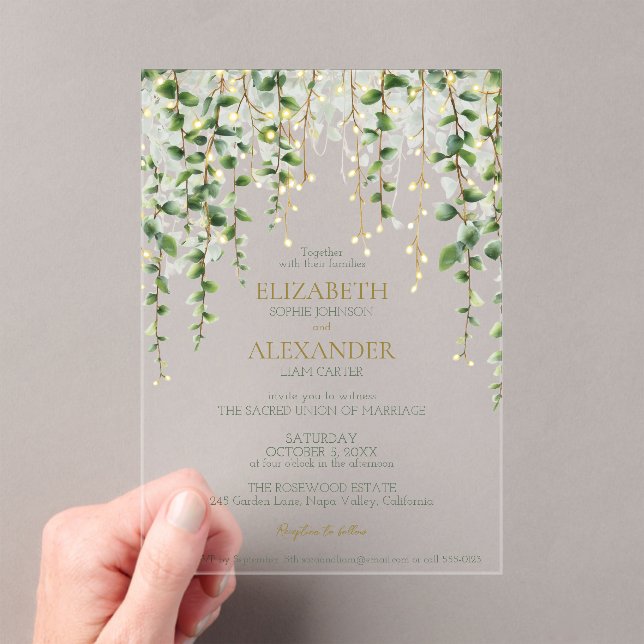 Romantic Greenery Garland Wedding Invitation Acryleinladungen (Insitu (Handheld))