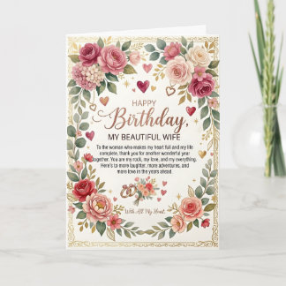 Romantic Happy Birthday Card for Wife Karte