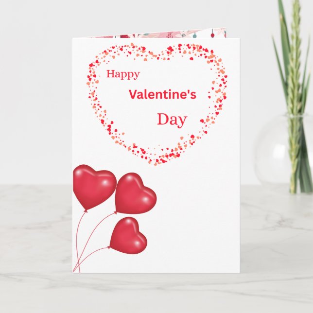 Romantic Happy Valentine's Day Card with Heart Des Karte (Vorderseite)