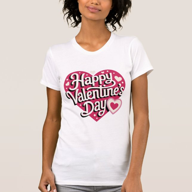 Romantic Happy Valentine's Day T-Shirt for Paares (Vorderseite)
