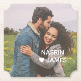 Romantic Heart Frame Custom Couple Photo Untersetzer