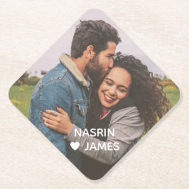 Romantic Heart Frame Custom Couple Photo Untersetzer