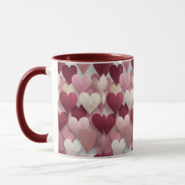 Romantic Heart Pattern Mug Pink & Red Love Coffee Tasse