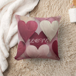 Romantic Heart Pattern Throw Pillow Soft Pink &  Kissen