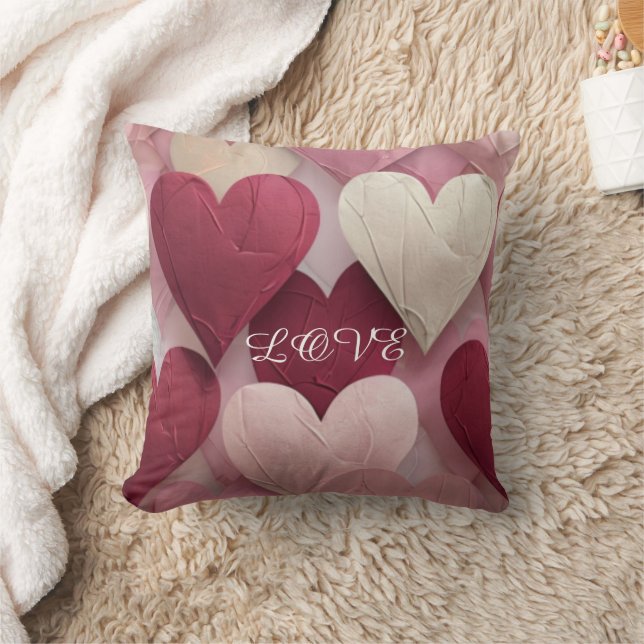 Romantic Heart Pattern Throw Pillow Soft Pink &  Kissen (Decke)
