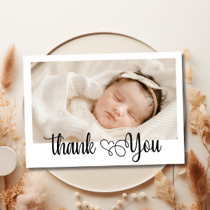 Romantic Heart Schrift Foto Baby Shower Dankeschön Dankeskarte