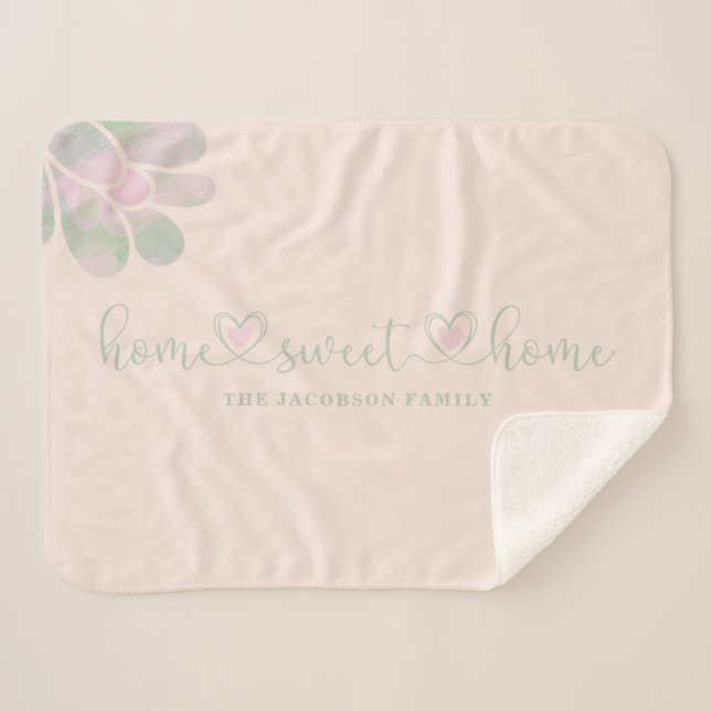 Romantic Heart Wimshical Home Sweet Home Quote Sherpadecke (Vorderseite (Horizontal))