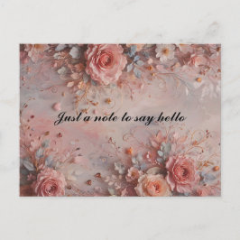 Romantic Hearts and Flowers Postkarte