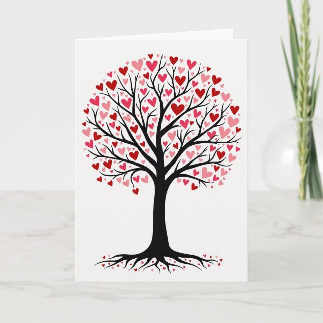 Romantic-Hearts-Baum-Grußkarte Karte (Vorderseite)