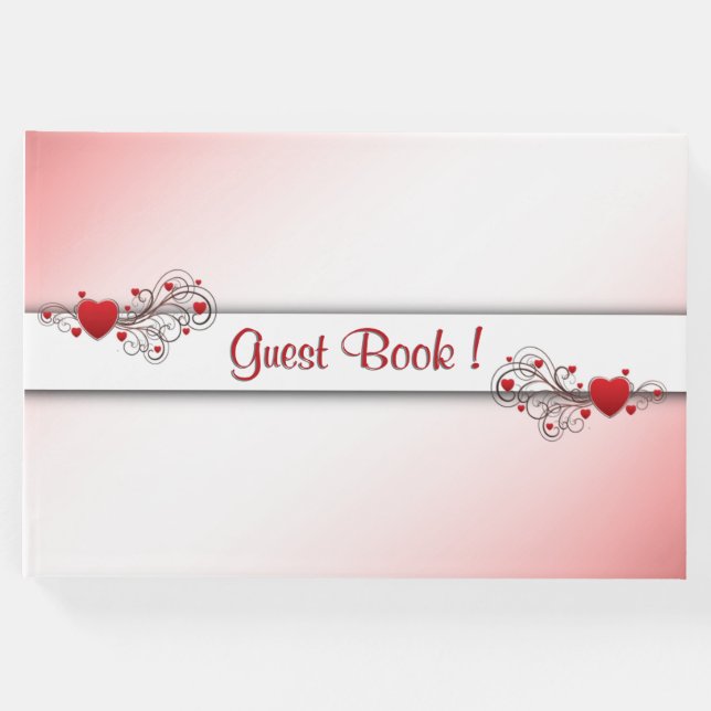 Romantic Hearts Guest Book Gästebuch (Vorderseite)