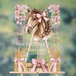 Romantic Horse Design with Cherry Blossoms & Hay Acrylschild