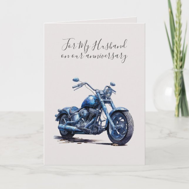 Romantic I Love You Anniversary Blue Motorcycle Karte (Vorderseite)