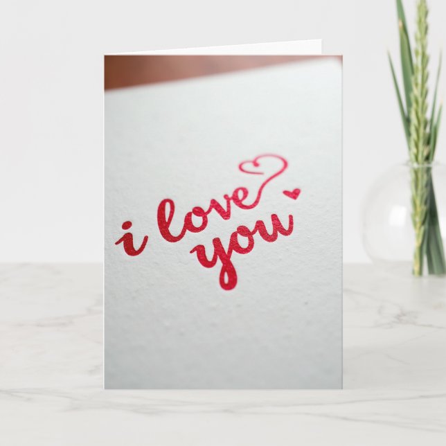 Romantic I Love You Script Glitter Card Karte (Vorderseite)
