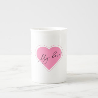 Romantic illustration My love! on a cup Prozellantasse