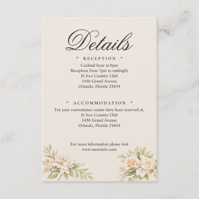 Romantic Italian Tusca Details Card Begleitkarte (Vorderseite)