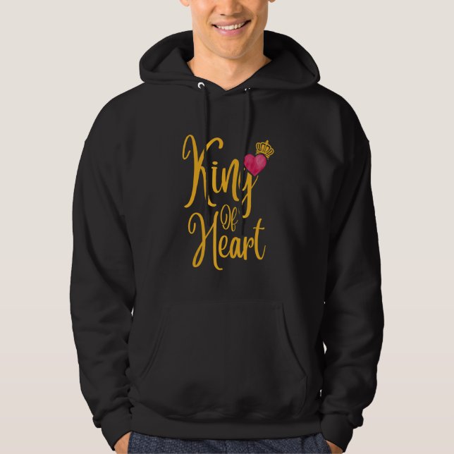 Romantic King of Hearts Matching Couple Valentine' Hoodie (Vorderseite)