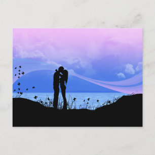 Romantic Kissing Couple Postkarte