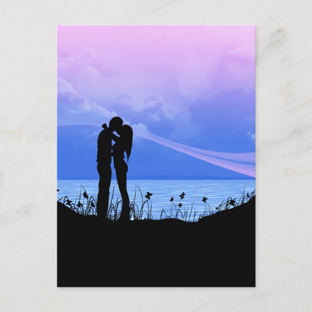 Romantic Kissing Couple Postkarte (Vorderseite)