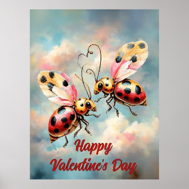 Romantic Ladybugs in Flight Poster (Vorne)
