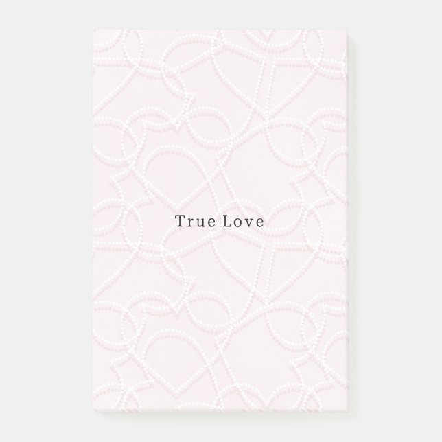 Romantic Large White Hearts Pink Valentine's Day Post-it Klebezettel (Vorderseite)