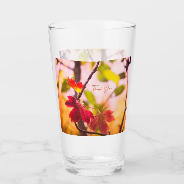 Romantic Leaves Boho – Botanical Fantasy Thank You Glas (Vorderseite)