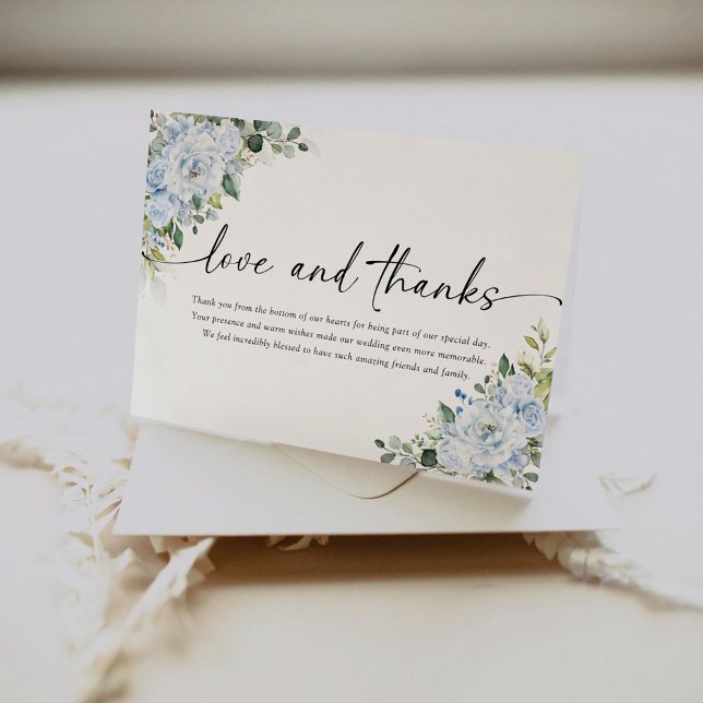 Romantic Light Blue Floral Wedding Dankeskarte (Von Creator hochgeladen)