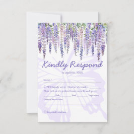 Romantic Lilac Wisteria Garden Wedding RSVP Card Karte