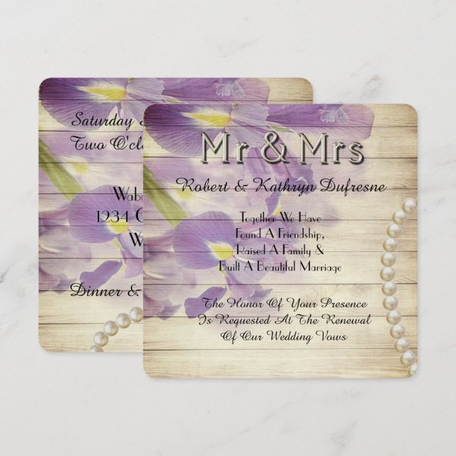 Romantic Lilies Wedding Vow Renewal Einladung (Vorne/Hinten)