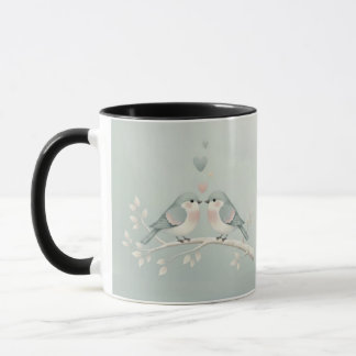 Romantic Love Birds Watercolor Combo Mug - Soft Bl Tasse
