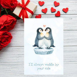 Romantic Love Cute Penguin Valentine’s Day Card Feiertagskarte