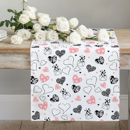 Romantic Love Gift Pink Black Heart Table Runner Großer Tischläufer