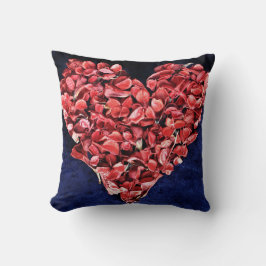 Romantic Love Rose Petal Red Heart Kissen