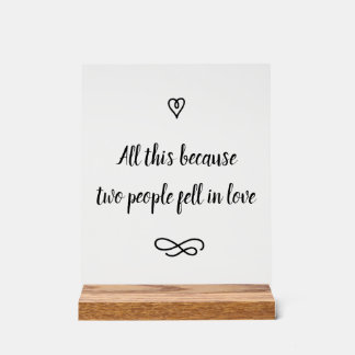 Romantic Love Story Wedding Calligraphy Keepsake Acrylschild