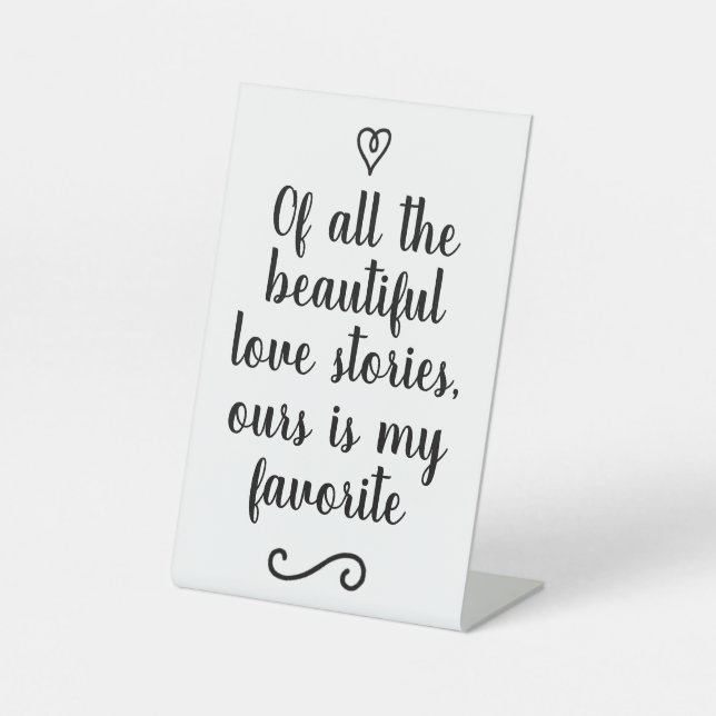 Romantic Love Story Wedding Calligraphy Keepsake Sockelschild (Vorderseite)