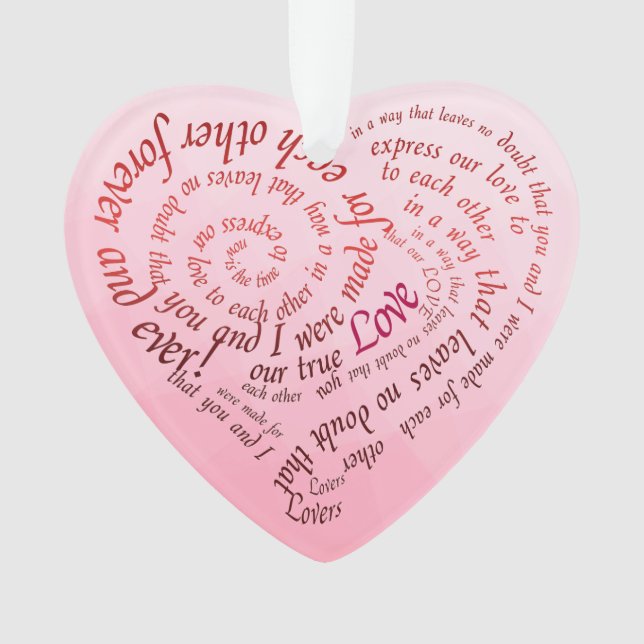 Romantic Lovers Vow Calligraphy Heart Ornament (Vorderseite)