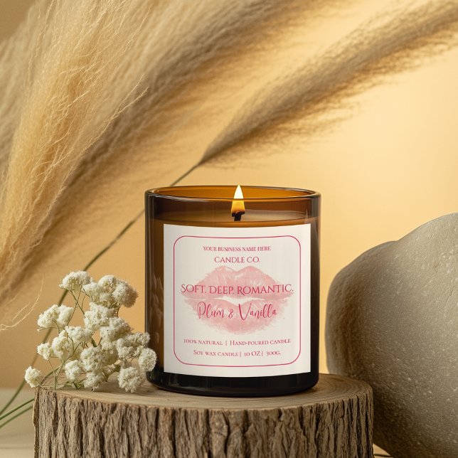 Romantic Luxury Love Design - Velvet Kiss Candle  Quadratischer Aufkleber (Von Creator hochgeladen)