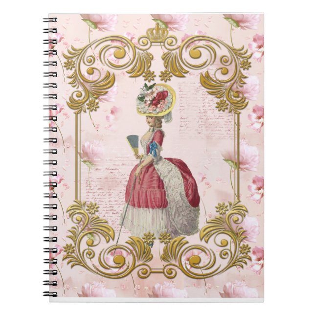 Romantic Marie Antoinette floral pink ノートブック Notizblock (Vorderseite)