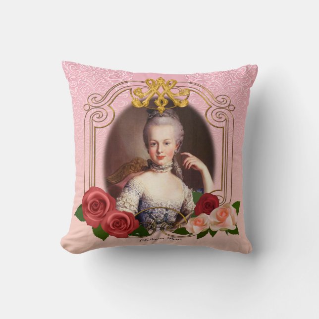 Romantic Marie Antoinette Throw Pillow Pink クッション Kissen (Vorderseite)