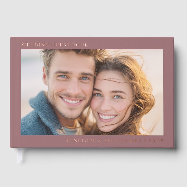 Romantic Maroon Classic Photo Gästebuch (Vorderseite)