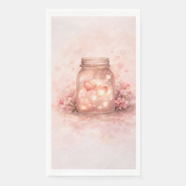 Romantic Mason Jar Hearts Paper Napkin Serviette (Vorderseite)