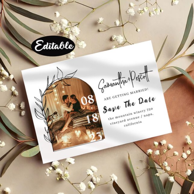 Romantic Minimal Arch Save The Date Invitation Einladung (Von Creator hochgeladen)